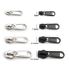 A set of universal zipper repair sliders in various lengths ranging from 5mm to 12-13mm.