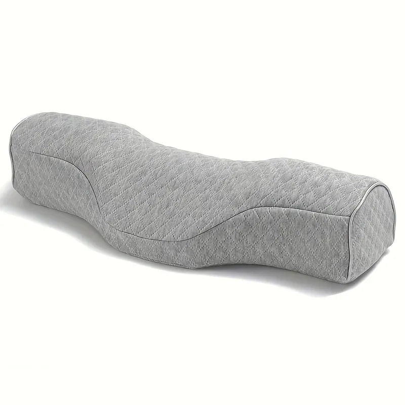 A gray memory foam cervical pillow designed for neck support.