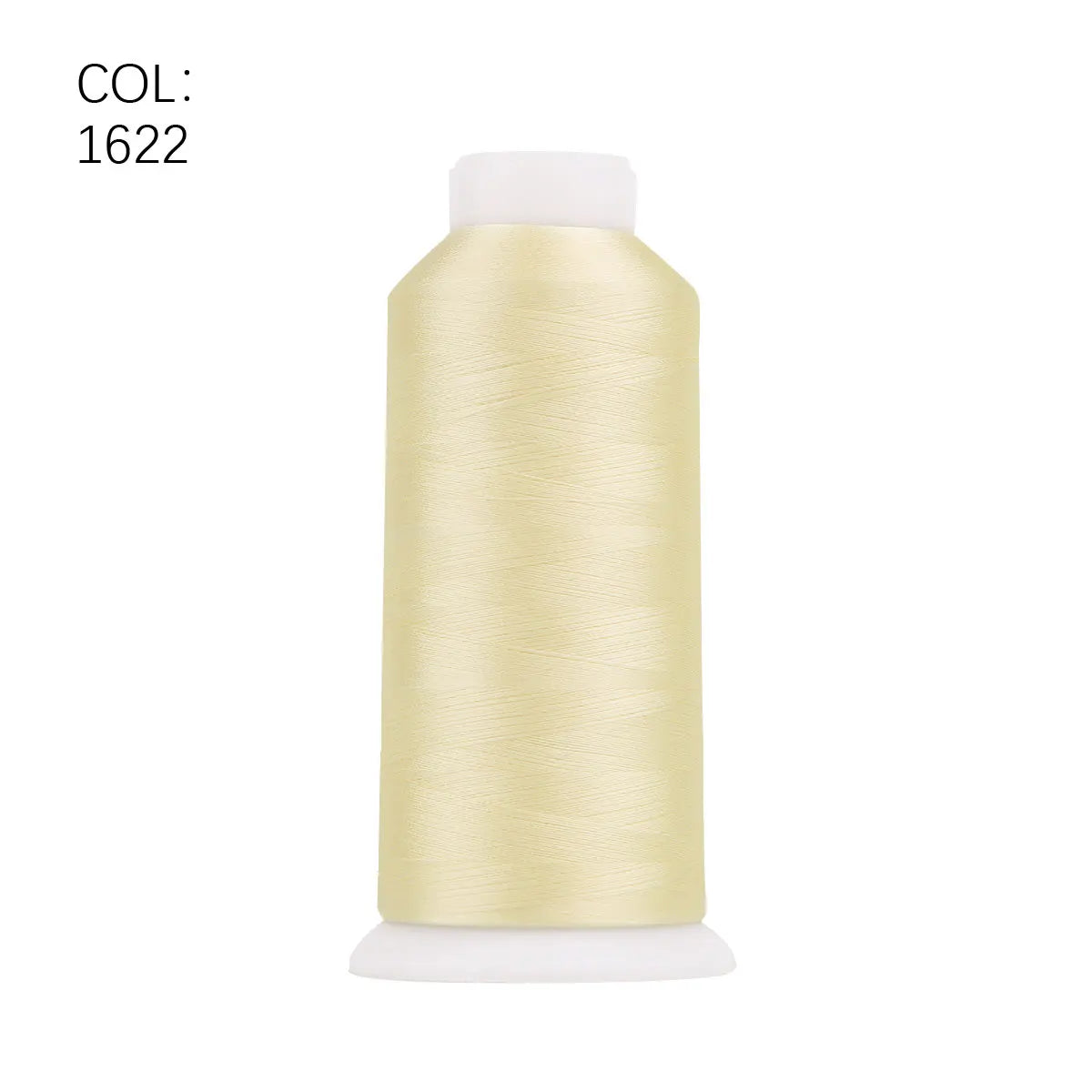 A roll of gold polyester embroidery thread with a white core and white base.