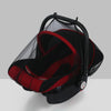 Black mosquito net with red accents for baby stroller and car seat