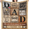 A wooden blanket featuring text messages to a father including love and thank you notes