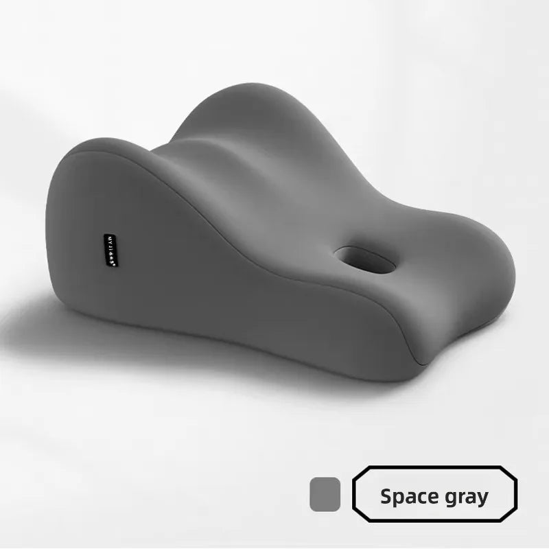 A gray memory foam wedge pillow designed for couples.