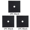 Three square black mats, each featuring a white circular hole in the center.