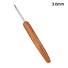 A pair of 3.0mm bamboo crochet and knitting needles with wooden handles.