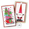 A set of quilt squares layering stencil and metal cutting dies for DIY scrapbooking featuring a Santa Claus design.