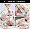 Close-up of elegant watercolor rose stretch fabric showing features like strong breathability, high elasticity, durability, a