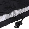 Black heavy duty round grill cover with silver lining and black drawstring
