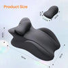 A dark gray ergonomic memory foam wedge pillow shown from the side with dimensions and features.