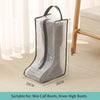 A clear mesh portable boot storage bag with a handle, suitable for mid-calf and knee-high boots.
