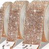 Close-up of rose gold crystal rhinestone sticker ribbon with diamond trim rolled into a decorative strip