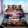 Anime Demon Slayer duvet cover set featuring multiple stylized anime characters with intense expressions
