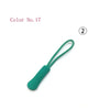 A close-up view of a green replacement zipper pull for bags and apparel, labeled as Color No. 17.