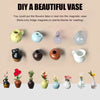 A collection of small ceramic landscape fridge magnets in various colors and shapes.