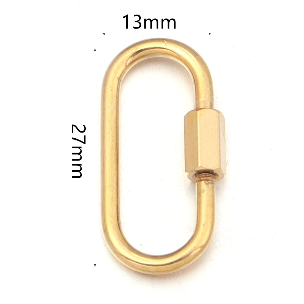 Gold stainless steel heart-shaped screw lock carabiner clasp for jewelry making