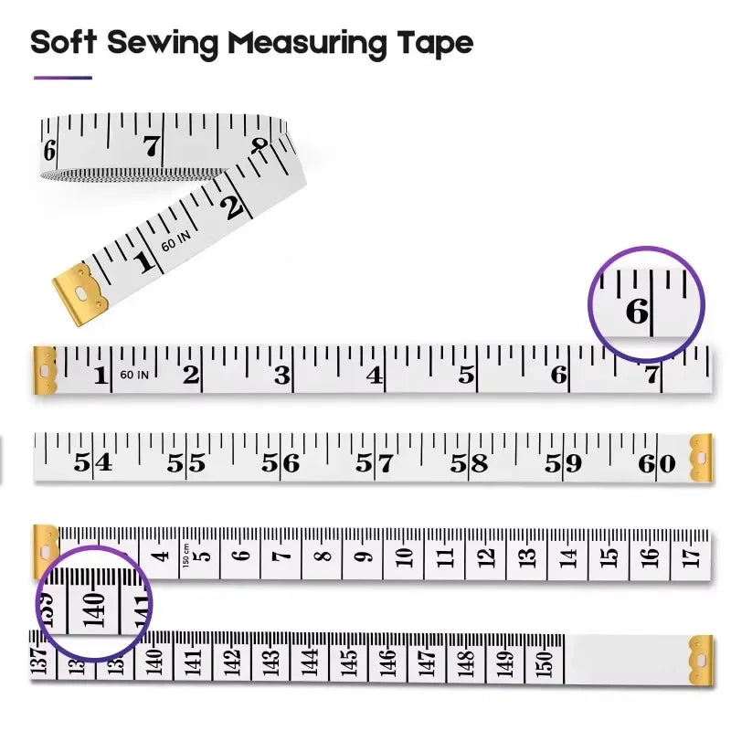 A soft sewing measuring tape showing various inch and centimeter markings.