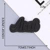 A set of five black embroidered leather patches with self-adhesive backing shown on a white surface.