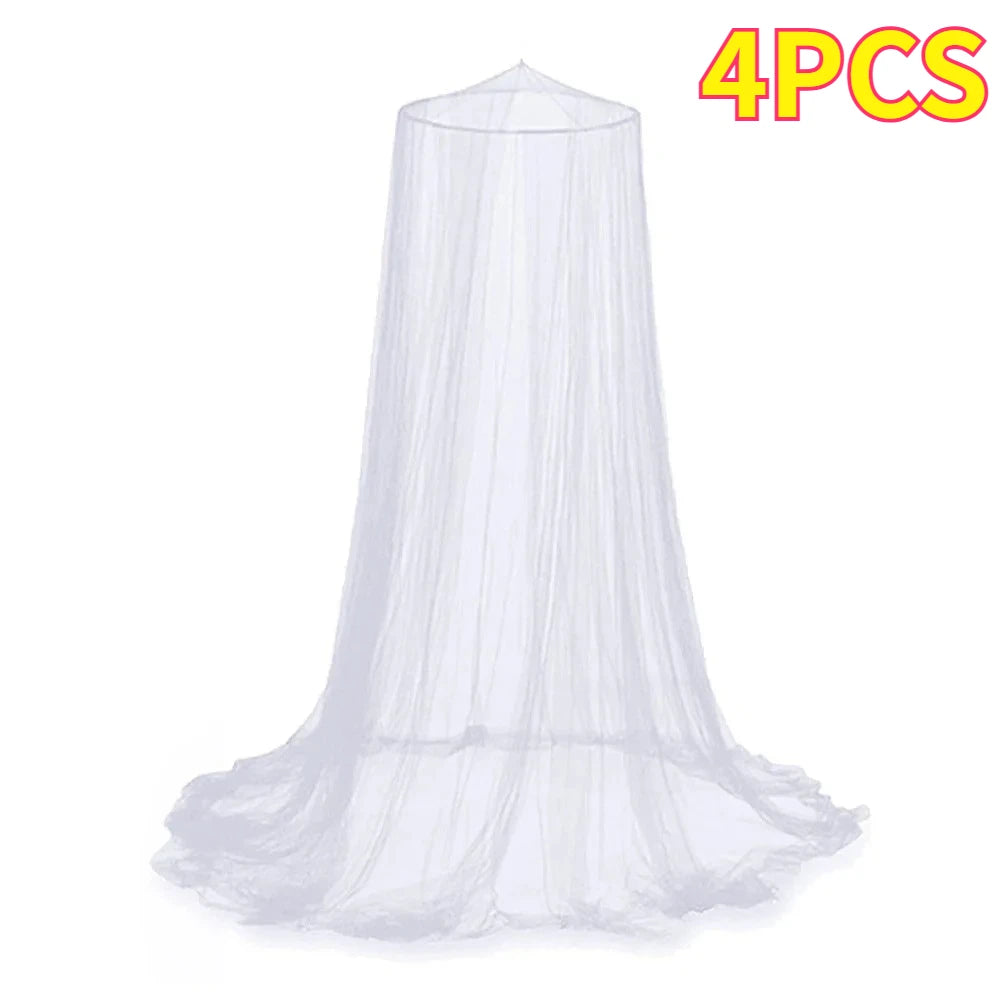 Four sheer white dome mosquito nets for bed and home protection