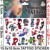 A sticker pack featuring various Spider-Man and related characters for temporary tattoos.