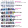 A collection of crystal hot fix rhinestones in various colors and sizes, packaged for crafting.