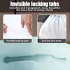 Invisible locking tabs for securing bed sheets, shown as a translucent strip.