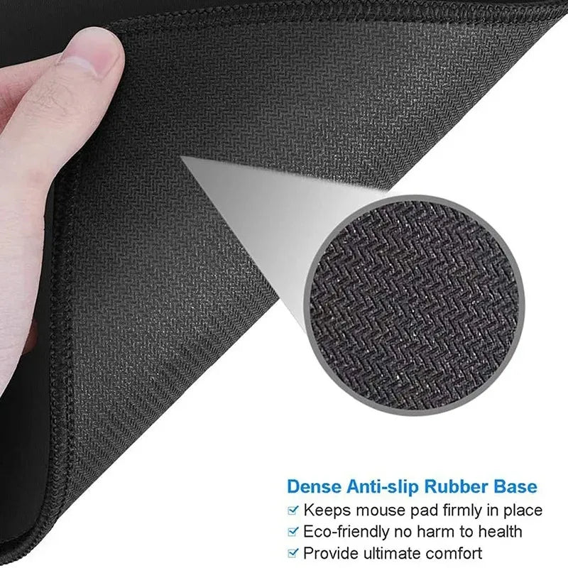 Close-up of a dark gray mouse pad showing the textured anti-slip rubber base