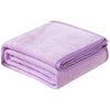 A folded light purple cozy coral fleece throw blanket.