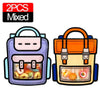Two mixed cute cartoon birthday and party goodie bags with colorful candies inside
