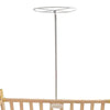Silver foldable mosquito net canopy with a circular frame and a vertical pole.