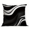 A decorative pillowcase featuring a wavy black and white geometric pattern.