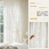 Snow-white double-layer gauze one-piece curtain with delicate embroidery