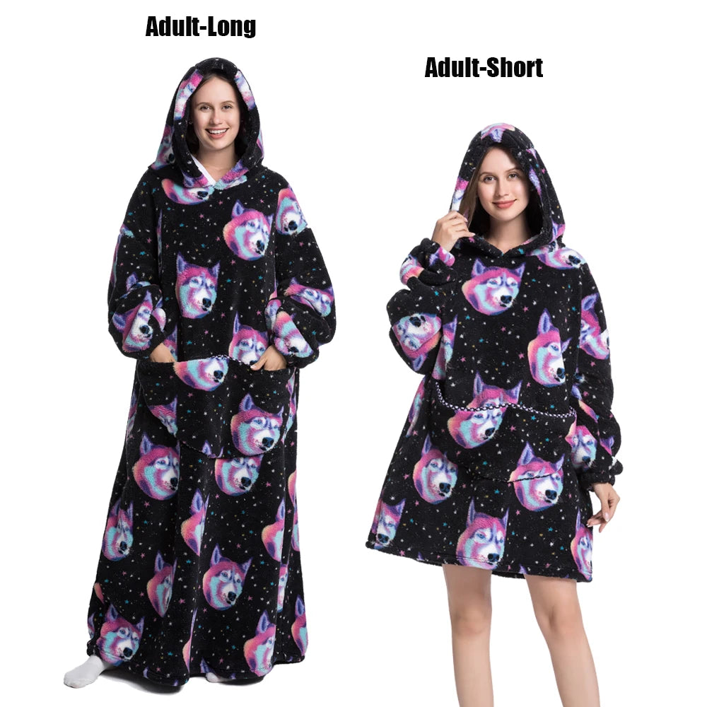 Ultra-Soft Plush Fleece Blanket Hoodie for Adults and Men