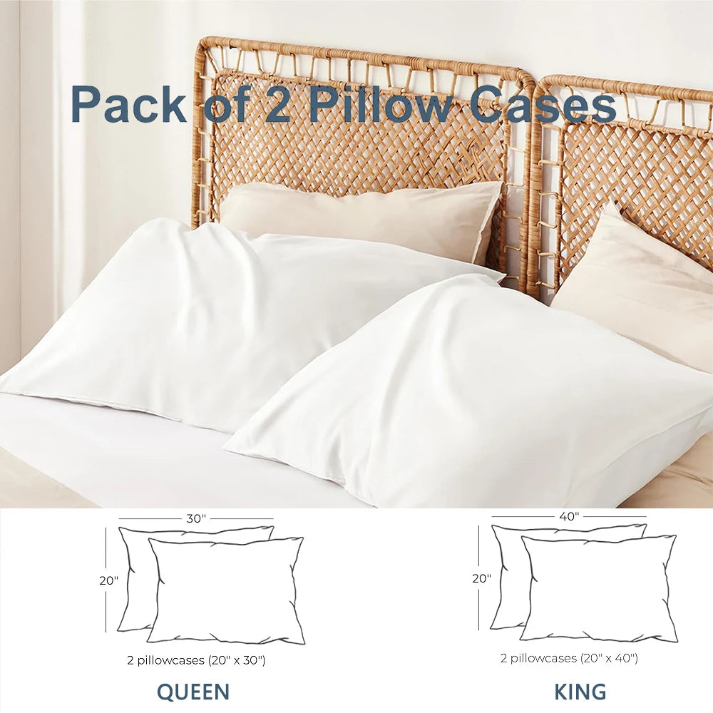 Pack of 2 pillow cases for Queen and King size pillows with woven wicker frames