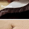 Close-up of a plush bear-shaped non-slip area rug showing durable leather material and beautiful hair quality.