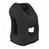 Black inflatable travel neck pillow with chin support