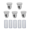A set of five silver metal bag lock clasps for handbags and totes.