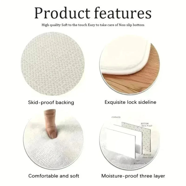 White non-slip mat with textured surface and soft backing for easy care