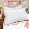 A white matte solid color pillowcase is displayed on a bed with decorative star light fixtures.