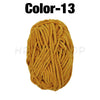 A ball of golden yellow chenille yarn labeled Color-13 for crafting.