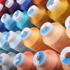 Bulk roll of premium polyester embroidery thread in various shades of gold and blue.
