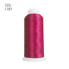 A roll of magenta polyester embroidery thread with a white core.