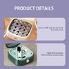 A magnetic sewing kit in a green case showing various accessories and needles.