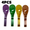 Four colored heavy duty mattress lifters or bed linen organizers in purple, green, yellow, and brown.
