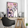 A framed poster featuring characters from Ouran High School Host Club in a modern art style.