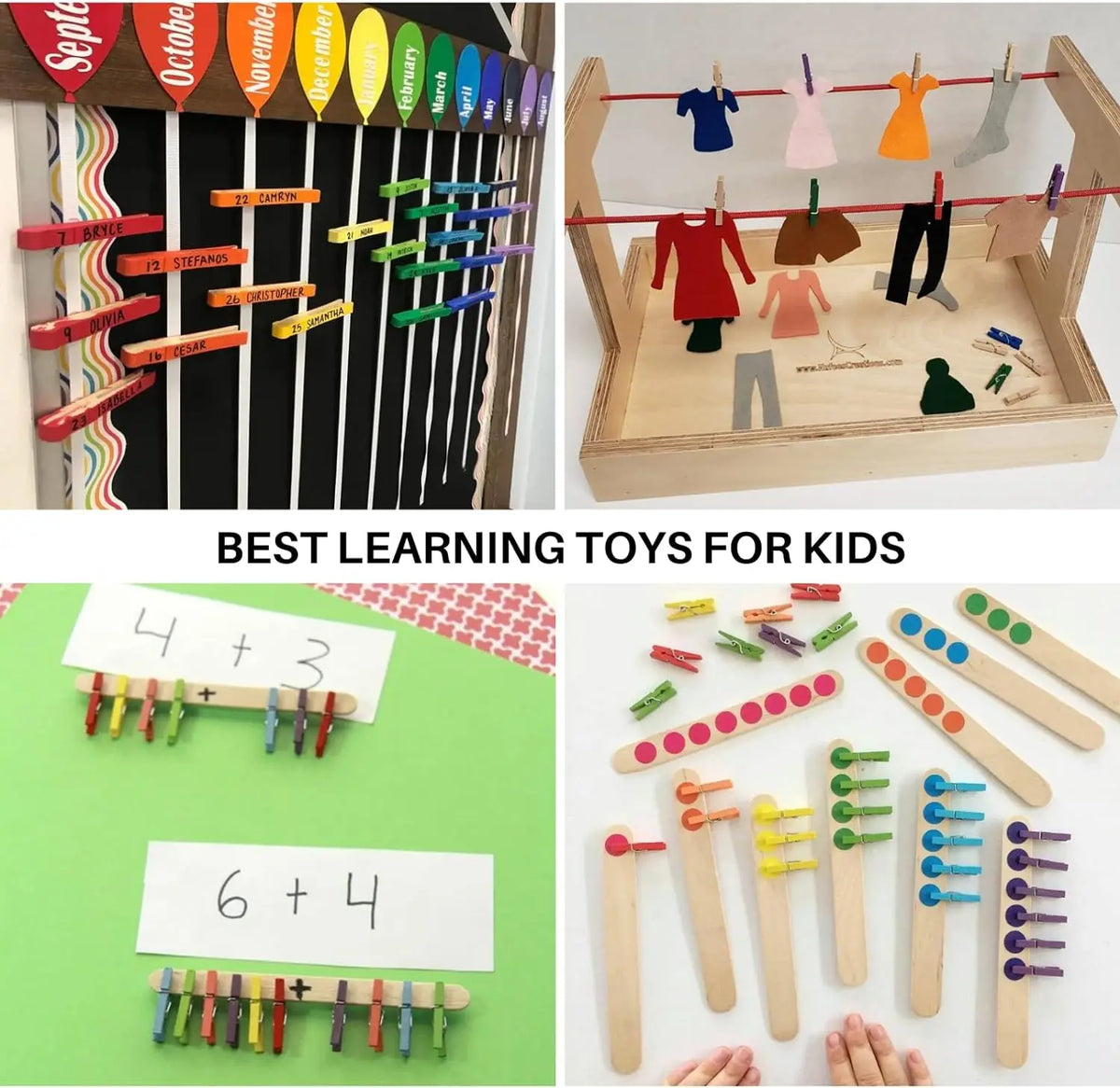 Wooden clothespins with jute twine used for photo displays and DIY crafts