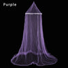 A purple lace dome mosquito net canopy shown against a black background.