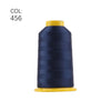 A spool of dark blue high tenacity polyester embroidery thread with a yellow core.