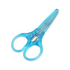 A pair of light blue precision craft scissors with a protective cap shown against a white background.