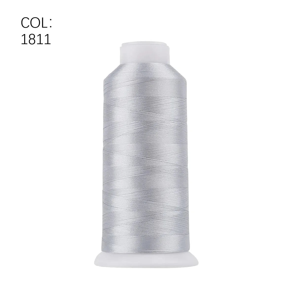 A roll of silver polyester embroidery thread labeled COL 1811