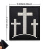 Black embroidered patch set featuring three crosses arranged in a crown design
