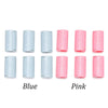 A set of 12 invisible sheet clips in blue and pink colors displayed in a grid format.